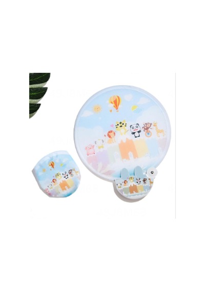 Japon Tarzı Katlanabilir Yelpaze Kedi+ayı Figürlü Çap 21 Cm