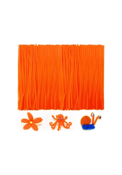 25'li Turuncu Renkli Şönil, Eğitici Şönil Seti, Tüylü Tel, 30 Cm, Peluş Tel
