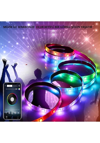 Triline Bluetooth Tv Arkası Rgb Usb Şerit Led Aydınlatma 16 Renk (407210966)