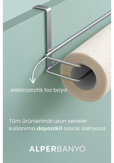 Krom Çok Amaçlı Dolap Kapağı Ve Raf Altı Kağıt Havlu Askısı Metal Kolay Montaj Gri Metal Diğer