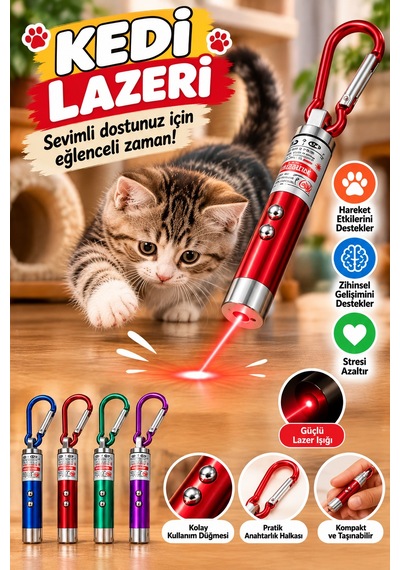 Mucit Home Kedi Lazeri Oyuncağı Metal Gövdeli Karabinalı Taşınabilir Kedi Oyun Lazeri Tekli Karışık Renk
