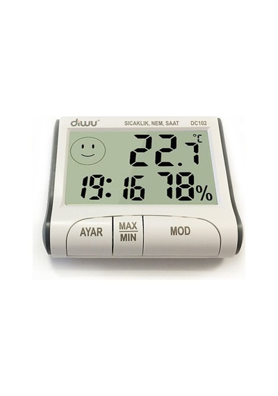 Diwu HTC-1 ve DC102 Termometre Nem Ölçer Saat Seti