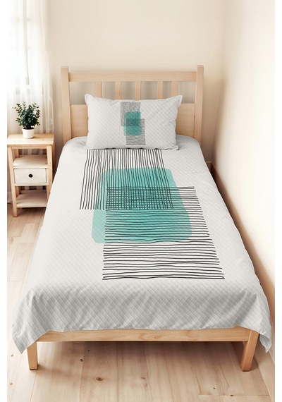 Turkuaz Geometrik Modern Genç Odası Tek Kişilik Pike Takımı - Siyah Çizgili 160x220 Cm Yatak Örtüsü Killi Dalgakıran Uyumu Turkuaz Geometrik Modern Genç Odası Tek Kişilik Pike Takımı - Siyah Çizgili 160x220 Cm Yatak Örtüsü Killi Dalgakıran Uyumu