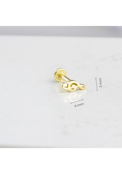 Glorria Altın Sol Anahtarı Tragus Piercing Çok Renkli