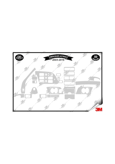 Mercedes Actros 2003-2016 Torpido Konsol Trim Göğüs Maun Kaplama Set 50 Parça Gümüş