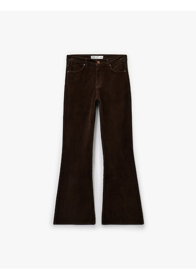 Koton Dar Kesim Düğmeli Cepli İspanyol Paça Kadife Pantolon - Flare Jeans Koyu Kahverengi 6wal40029mw Koyu Kahve Koton Dar Kesim Düğmeli Cepli İspanyol Paça Kadife Pantolon - Flare Jeans Koyu Kahverengi 6wal40029mw Koyu Kahve