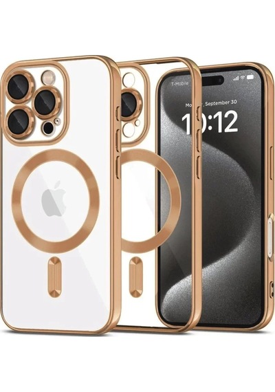 Newface Apple İphone 16 Pro Kılıf Kross Magneticsafe Kapak - Çöl Titanyum Açık Altın