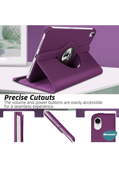 Microsonic Apple Uyumlu iPad Mini 7 Kılıf A2993-a2995 360 Rotating Stand Deri Tablet Kılıfı