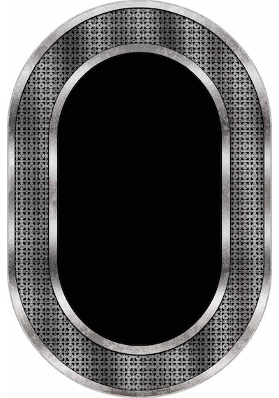 Siyah Silver Çerçeveli Kaymaz Tabanlı Antre Oval Halı Ar986n11 Siyah - Silver