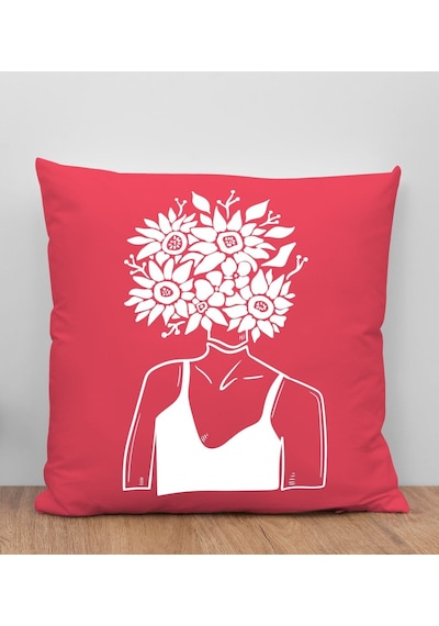 Bk Gift Modern Art Tasarımlı Kırmızı Kırlent Yastık, Arkadaşa Hediye, Ev Dekorasyonu, Ev Hediyesi-8