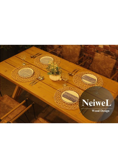 Neiwel Garden Sean Doğal Ahşap Bahçe Yemek Masası-70-100 Açık Ceviz
