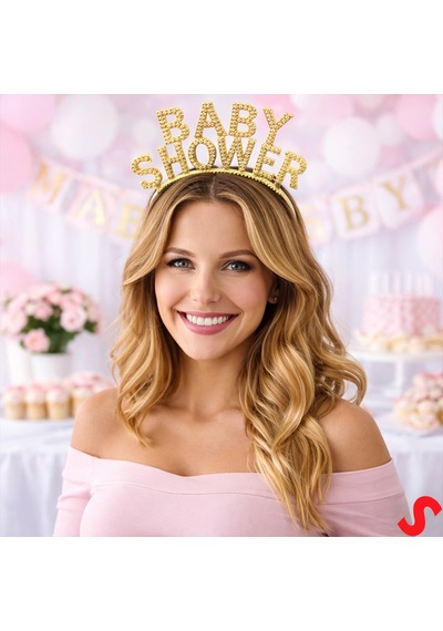 Baby Shower, Parlak Metal Görünümlü Plastik Taç - Altın 0-99