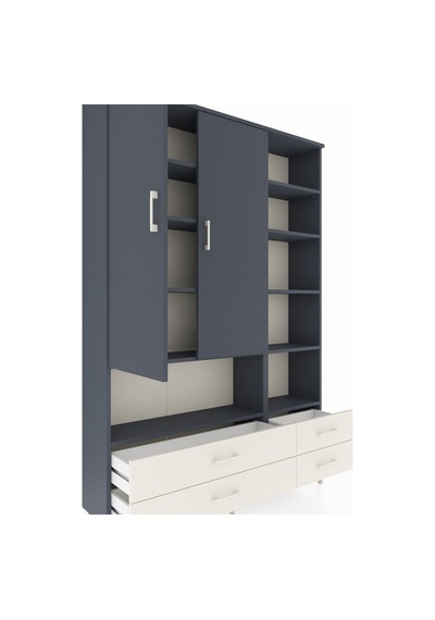 Arges Dolap 10 Raflı 4 Çekmeceli 2 Kapaklı 132x30x195 Antrasit-antrasit/aytaşı Antrasıt/aytası Arges Dolap 10 Raflı 4 Çekmeceli 2 Kapaklı 132x30x195 Antrasit-antrasit/aytaşı Antrasıt/aytası