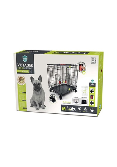 M-pets Voyager Tekerlekli 2 Kapılı Köpek Kafesi Medium Siyah 76x48x53 Cm 244-52013.03