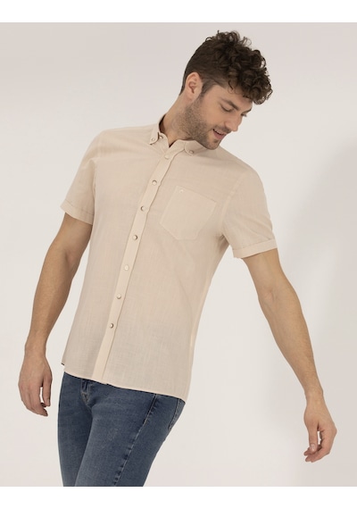 Pierre Cardin Erkek Bej Kısa Kollu Gömlek 50268184-vr011 Bej
