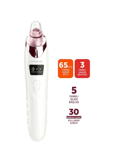 Polosmart Pbs820 Şarjlı Vakumlu 5 Başlıklı Siyah Nokta Temizleme Cihazı Beyaz