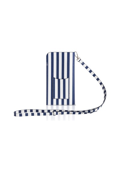 The Mia Telefon Çantası Stripe Mavi Beyaz 21 Cm Renkli