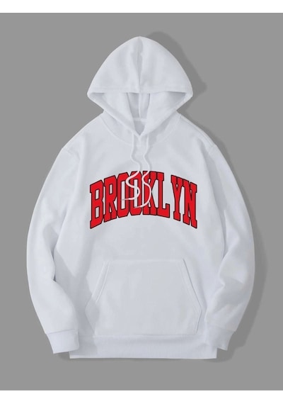 Altamira Unisex Yeşil Brooklyn Baskılı Oversize Kapşonlu Sweatshirt 001