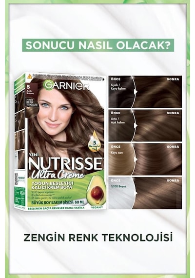 Nutrisse Yoğun Besleyici Kalıcı Krem Saç Boyası 5 Açık Kahve