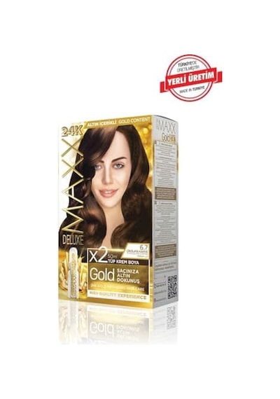 Serisi 24k Altın Parçacıklı Serum İle 1 Kutu 2 X 50 Ml Ve Geliştiriciler Saç Boyası Çikolata Kahve 6.7