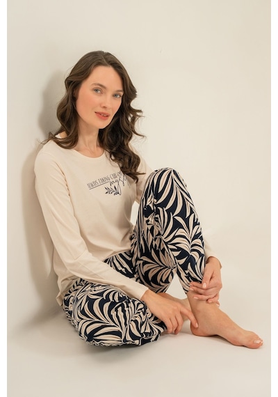 Arnetta Kadın Care Yourself Krem Uzun Kol Pijama Takım Ar3738-s-v2 Ar3738-s-v2