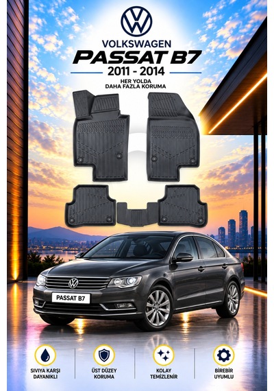 Volkswagen Passat B7 2011-2014 Aracınıza Özel Üretim Havuzlu Paspas Takımı A+ -mod-