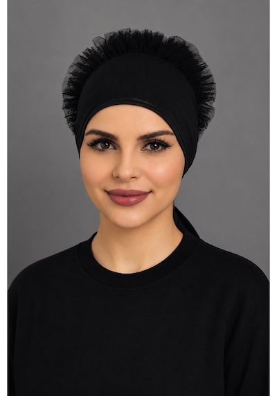 Aldaıyr Fırfır Bone Tesettür Bone Siyah