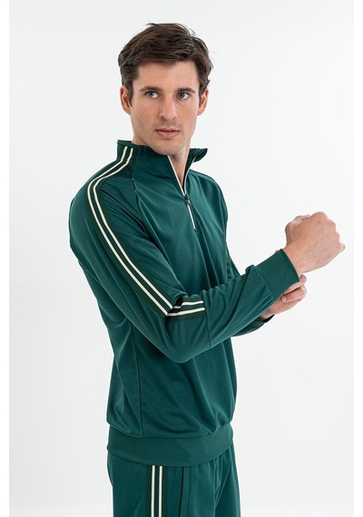Maraton Comfort Erkek Dik Yaka Yeşil Sweatshirt Yeşil