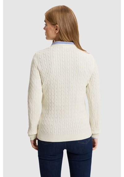 U.S. Polo Assn. Kadın Krem Melanj V Yaka Basic Kazak 50327575-vr159