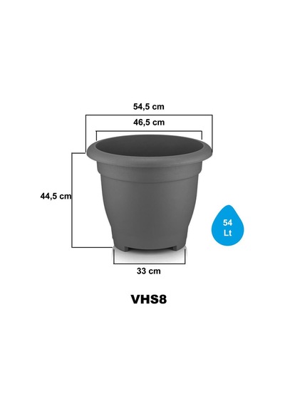 Omnipazar So-vhs8 Dekoratif Vaha Saksı İç Ve Dış Mekan 54 Lt Antrasit 3 Adet