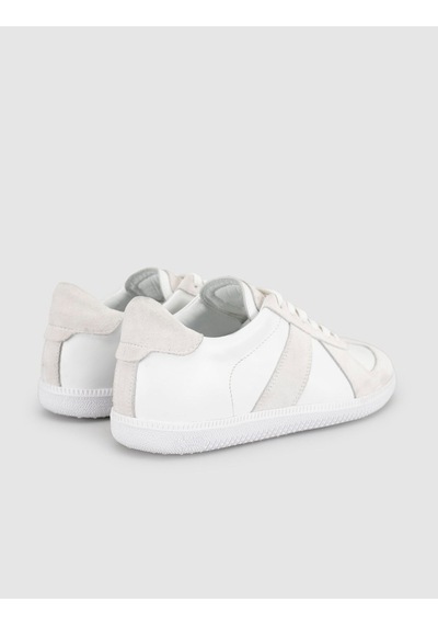 Kadın Beyaz Hakiki Deri Retro Şerit Detaylı Sneaker