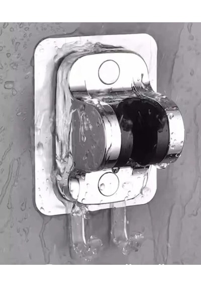 Yapışkanlı Duş Başlığı Tutucu , Ayarlanabilir Su Geçirmez Yapışkanlı Mafsal Chrome Gri
