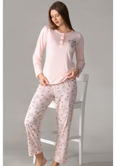 Mevsimlik Uzun Kol Pijama Takım Viskon Alperi 790-28 SOMON