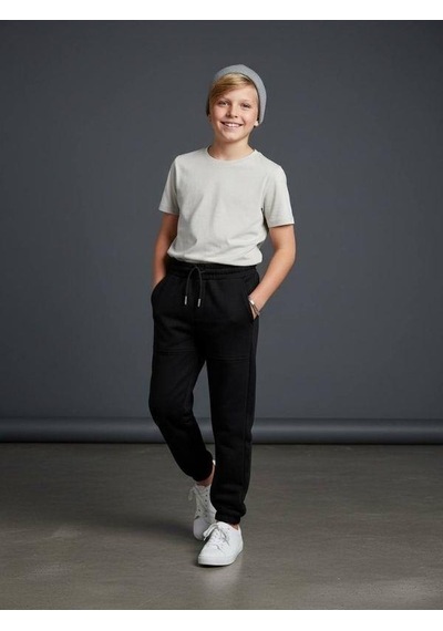 Zekids Erkek Çocuk Pamuklu Beli Paçası Lastikli Eşofman Alt-16637 Siyah