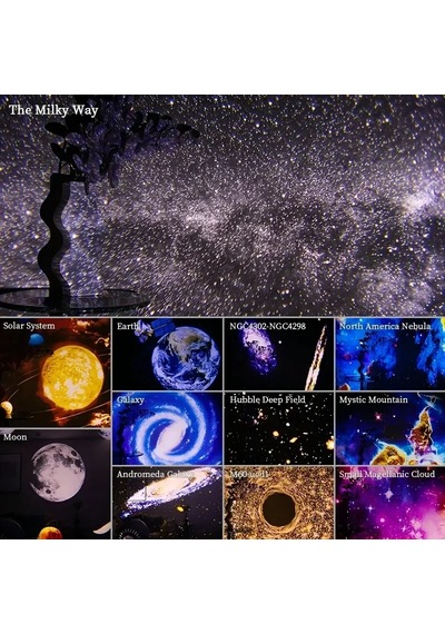 Yıldızlı Gökyüzü Gece Lambası Galaxy Projektör İçin 360
