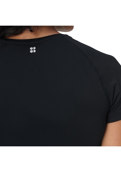 Sweaty Betty Sweaty Betty Athlete Crop Seamless Workout Kadın Siyah Tişört Blk SIYAH