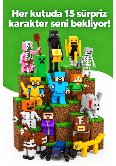 Tht Kutulu Minecraft Manyetik Blok Seti - 300 Parça + 15 Karakter