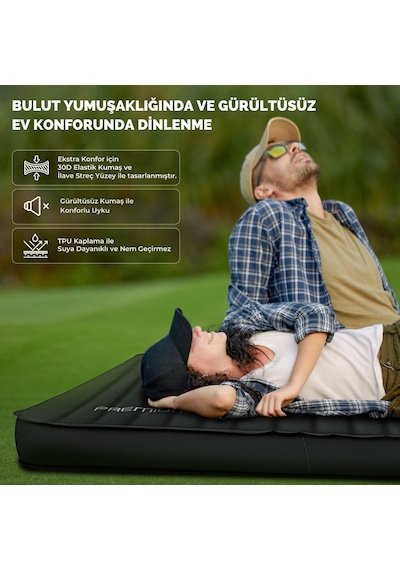 Kingcamp Premium Double Çift Kişilik Şişme Mat R-değeri 7.5 Siyah