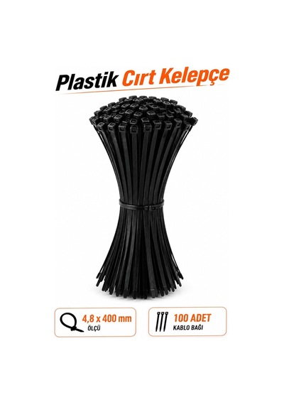 Kablo Bağı Plastik Cırt Kelepçe 4,8x400 Mm 100 Adet Kablo Düzenleyici Bağlama Toplama Aparatı