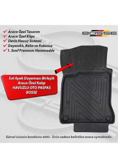 Mercedes A Serisi Paspas W176 Araca Özel 2012 - 2018  BOSSE 3D Havuzlu Oto Paspas