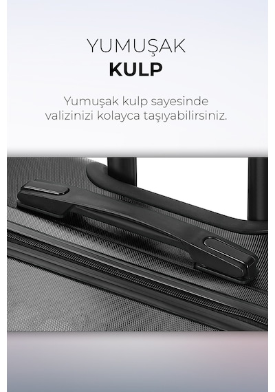 Polo&Sky Elmas Model Siyah Renk Kabin Boy Valiz Bavul Siyah