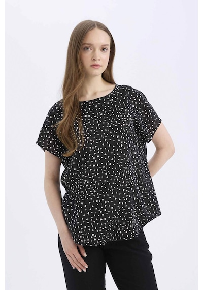 DeFacto Regular Fit Desenli Bisiklet Yaka Kısa Kollu Bluz E7038AX25SPBK81