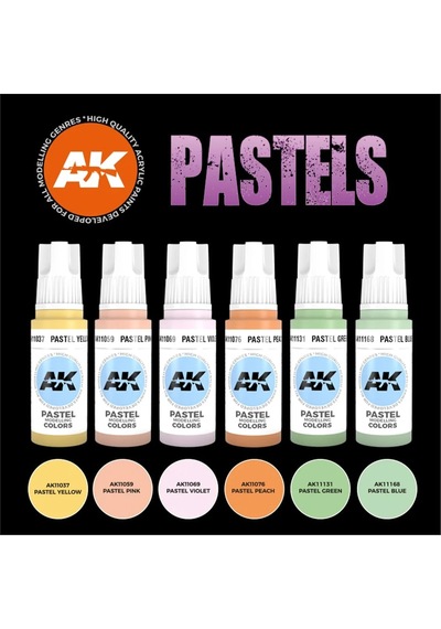 Ak Interactive 11607, 6x17 Ml. Pastel Renkleri Akrilik 3gen Maket Boyası Seti Standart