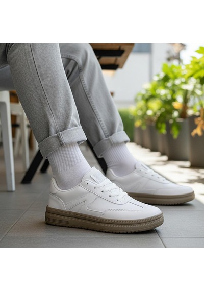 Ispartalılar 510 Hazır Taban Unisex Spor Ayakkabı Bağcıklı Rahat Sneaker Erkek Kadın Spor Ayakkabı Beyaz