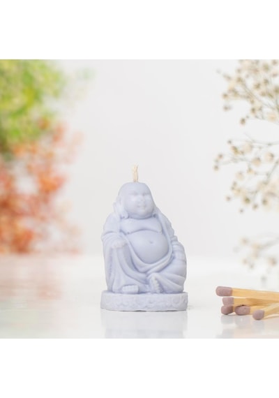 Oturan Buddha Temalı Doğal Soya Wax Mum Mor