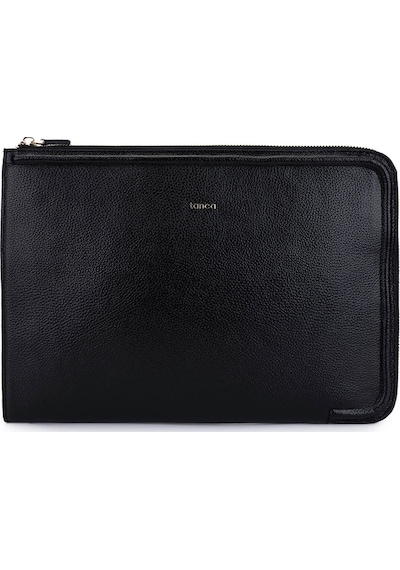 Tamer Tanca Unisex Hakiki Deri Siyah Floter El Çantası 1012 2031 Cnt Sk25-26 Sıyah Fltr Siyah