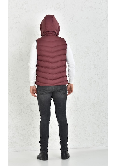 Wapp Erkek Bordo Jel Dolgu Çıkarılabilir Fermuarlı Kapüşon Şişme Yelek