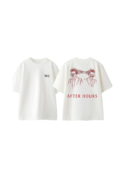 Thewert The Weeknd After Hours 5 Tasarım Sırt Baskılı Pamuk Beyaz Oversize T-shirt