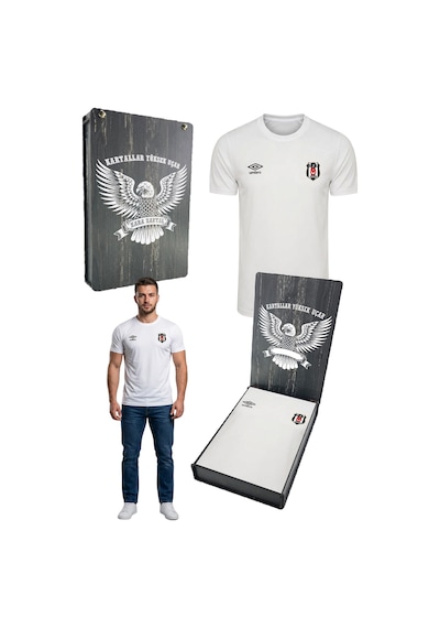 Beşiktaş Umbro Beşiktaş Antrenman Beyaz Pamuklu T-shirt Lazer Kutu