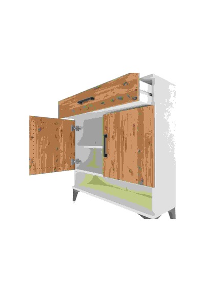 Arges Şifonyer 2 Raflı Tek Çekmeceli 2 Kapaklı 88x30x96 Aytaşı-çam Aytası